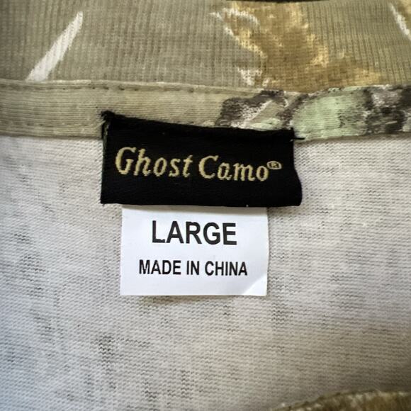 Ghost Camo Tee Shirt Mens Large Tan Multi Cotton Hunting Tactical Military - Picture 7 of 10